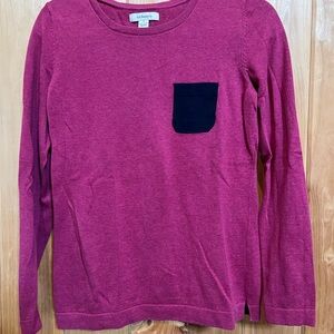 Pink Long Sleeve Shirt with Black Pocket